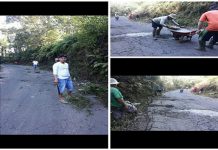 Cegah Laka Lantas, Kadun Bersama Warga Lakukan Gotong Royong Perbaiki Jalan