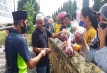 Sembelih 9 Ekor Hewan Kurban Polres BU, Bagikan 814 Paket Danging Kurban