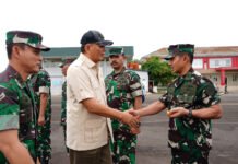 Komandan Lanal Palembang Jemput Menhan RI dalam Kunjungan Kerja Ke Rindam II/Swj Lahat