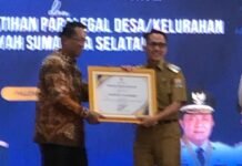 Camat Alang-Alang Lebar Hadiri Penghargaan Kepala Daerah oleh Menteri Hukum RI